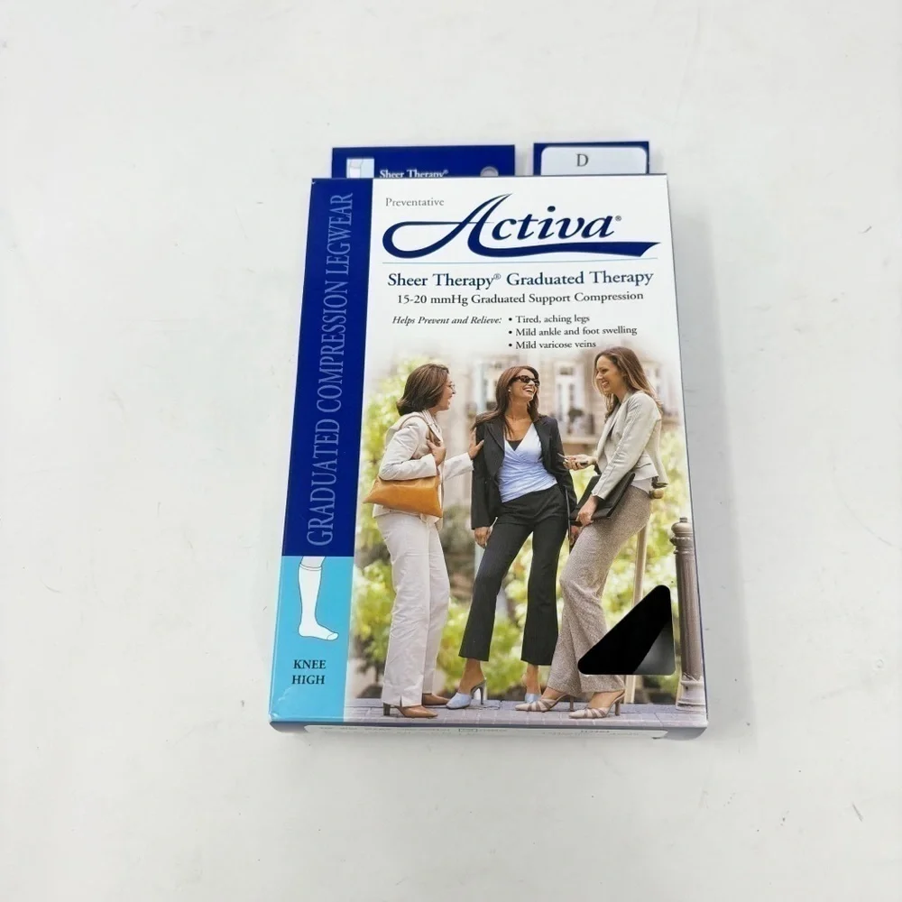 ACTIVA Women's Dress Compression Socks Black 15-20 mmHg Sheer Therapy Lite Sz L